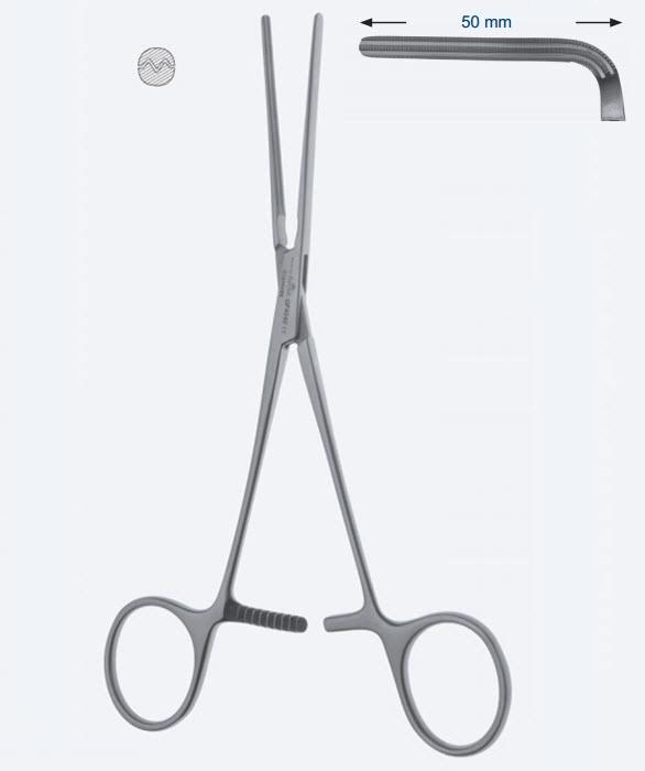 Зажими Dardik для периферичних судин, зубці "Dardik", вигнуті 90°, довжина щелепи 50 мм, загальна довжина 135 мм. Бренд - Asanus Medizintechnik Gmb, Німеччина